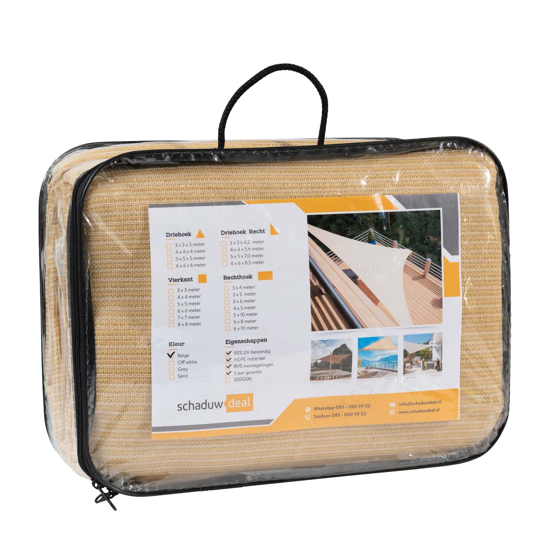 Driehoek 90 graden 6x6x8,5m Beige