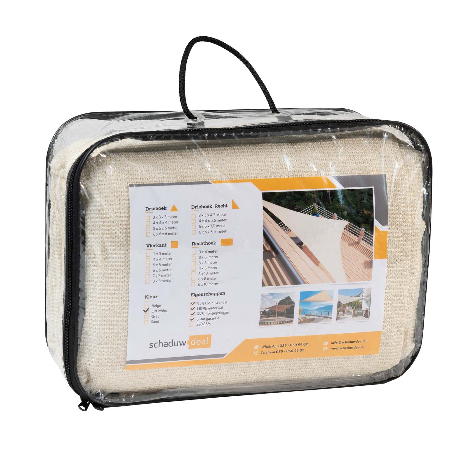 Sonnensegel Rechteckig 3x6m Cremeweiß – Schaduwdeal